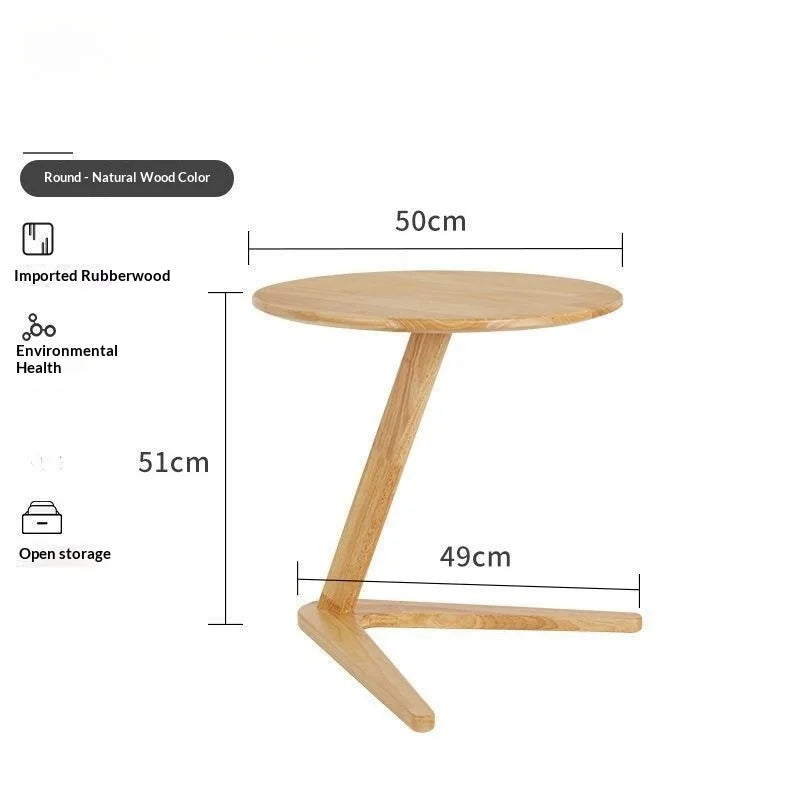 Coffee Table Solid Wood Round Side Table Sofa Bedside Small Living Room Hotel Guesthouse Minimalist Portable Folding Furniture