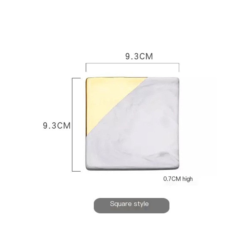 Marble Coaster Set with Gold Geometric Design